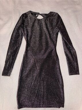 CBR Black Shimmer Long-Sleeve Mini Dress